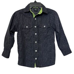 American Hawk Boy’s Button-Up Shirt Size S Long Sleeve Black Casual